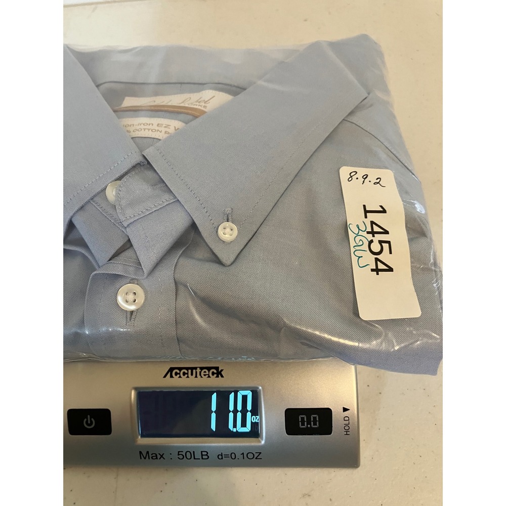 Roundtree & Yorke Gold Label Shirt Mens 15.5 34 Blue Non-Iron Pinpoint Oxford - Picture 13 of 13